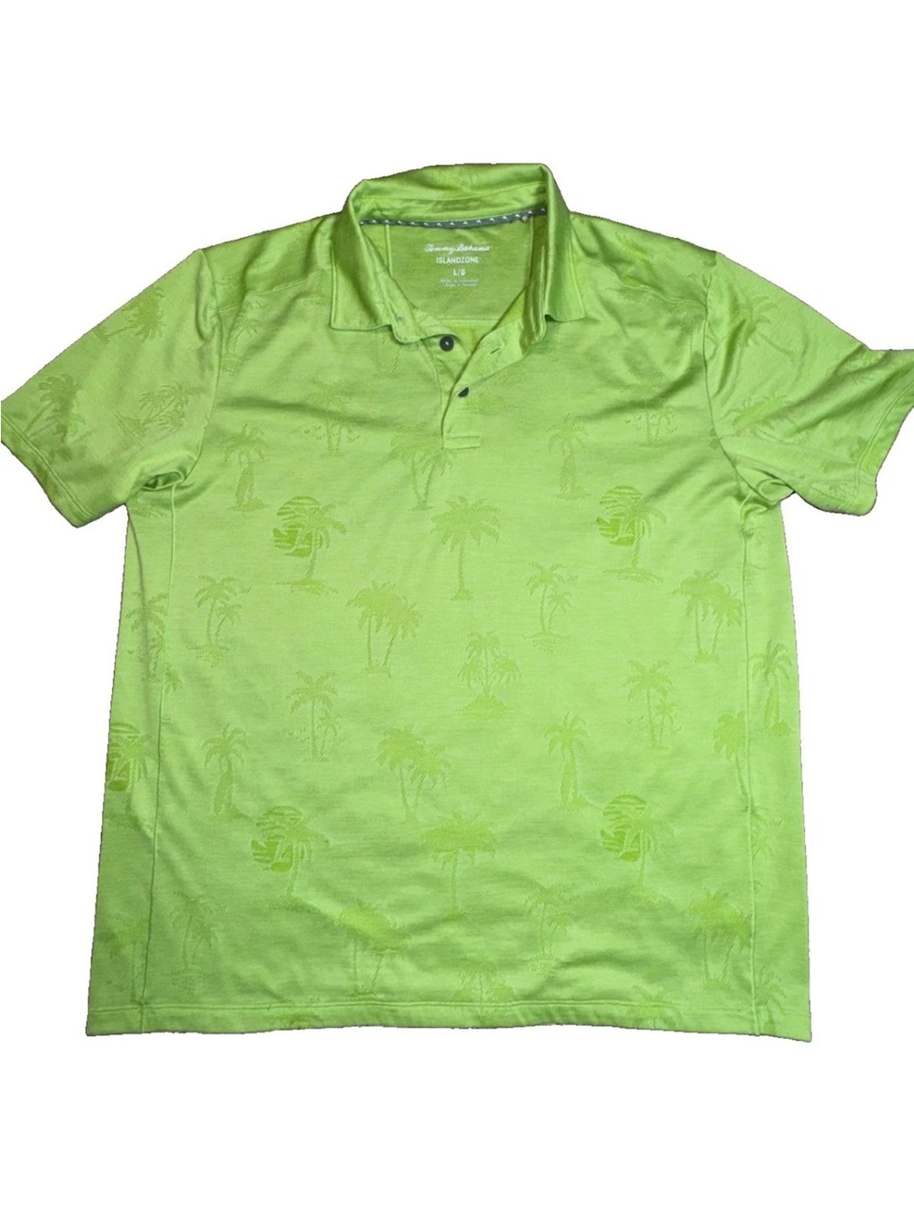 Tommy Bahama IslandZone Polo Men’s L Green Palm Tree Golf Performance Shirt